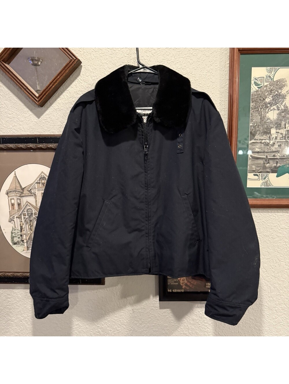 Vintage 80s/90s RARE Blauer Police/Security Mens Black Jacket Size Large